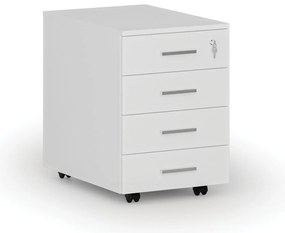 Kontener biurowy mobilny SOLID, 4 szuflady, biały