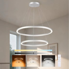 Brilagi-LED Ściemnialny żyrandol na lince PORTOFINO LED/98W/230V, śr. 80 cm, srebrny + pilot