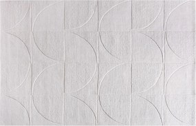 Dywan z wypukłym geometrycznym wzorem ręcznie tuftowany 100% wełny - 160 x 230 cm - Kość słoniowa - MILUNA