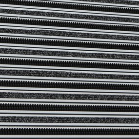 Aluminiowa mata czyszcząca ze szczotkami, wkładem dywanowym i listwą najazdową, 120 x 80 cm, czarna
