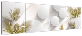 Obraz - 3D koła z kwiatami (170x50 cm)