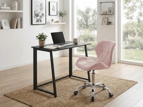 Zestaw do gabinetu ZARIMO stół 80x40 cm, czarny + fotel AVOLA VELVET, różowy