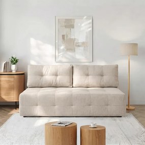 Sofa z Funkcją Spania MORANA Kremowa Nowoczesna