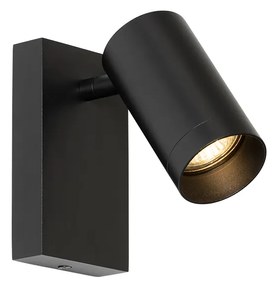 Inteligentny Kinkiet / Lampa scienna czarny regulowany z włącznikiem, z Wifi GU10 50mm - Jeana Luxe Nowoczesny Oswietlenie wewnetrzne
