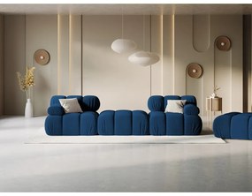 Niebieski aksamitny narożnik Bellis – Micadoni Home