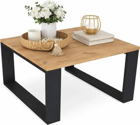 Nowoczesna Kwadratowa Ława Kawowa Dąb Artisan + Czarny N6-B73