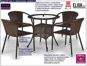 Rattanowy okrągły stół ogrodowy szklany N5-K71