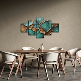 Obraz - Zielono-złoty obraz (125x70 cm)