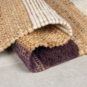 Fioletowo-naturalny dywan z mieszanki juty tkany ręcznie 160x230 cm Medina Blocks – Flair Rugs