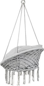 Szary wiszący fotel KOLUMBIA z poduszkami i szarym stojakiem