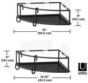 Czarne narożne samoprzylepne stalowe półki łazienkowe 2 szt. Cubiko – Umbra