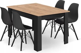 Valora ZESTAW PROSTOKĄTNY STÓŁ 120X80 CRAFT + 4 Krzesła OSAKA Czarne x4