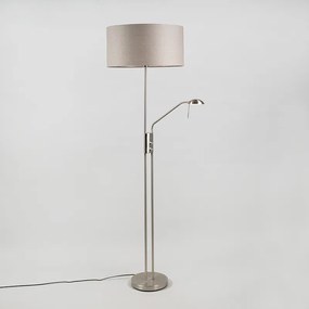 Lampa podłogowa ze stali i szarego klosza z regulowanym ramieniem do czytania - Luxor Nowoczesny Oswietlenie wewnetrzne