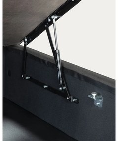 Czarne tapicerowane łóżko dwuosobowe ze schowkiem 160x200 cm Matters – Kave Home