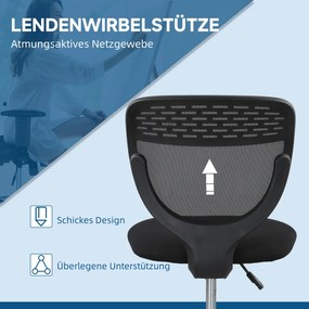 Vinsetto Fotel biurowy, fotel roboczy, krzesło biurowe, regulowane, tapicerowane, Czarny