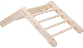 Domek z drabinką dla dzieci 60x61 cm składaną do pokoju. drewno, len, wiskoza, szaroniebieski domek, naturalna drabinka. - meowbaby®