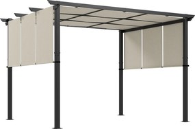 Outsunny Markiza przeciwsłoneczna, pergola, odporna na warunki atmosferyczne, w zestawie materiały montażowe, 3 x 3,5 m, beżowy | Aosom PL