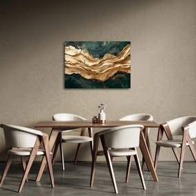 Obraz - Zielona abstrakcja ze złotem II. (70x50 cm)