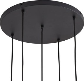 Designerska lampa wisząca czarna z przydymionym szkłem 5-źródłowa - Ana