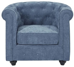 Fotel z niebieskiej tkaniny CHESTERFIELD