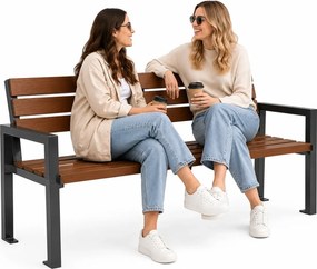 Drewniana metalowa ławka parkowa z oparciem 150 cm R0-H66