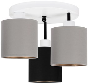 Lampa sufitowa biała trzypunktowa z szaro-czarnymi abażurami C-3030WE-