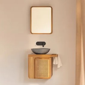 Zestaw Wiszących Mebli Łazienkowych Z Drewna Tekowego Georgy Drewno Tekowe & Okrągły Szary - Sklum