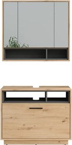 Zestaw mebli łazienkowych artisan dąb/antracyt 80x35x64 beatrice