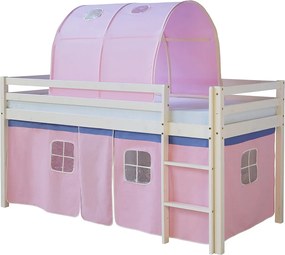 Łóżko piętrowe 90x200 cm Różowe Lite drewno sosnowe