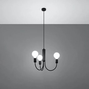 Żyrandole nowoczesny Minimo, stal - 3 źródło światła 3000K - L.45 x H.100 cm - czarny