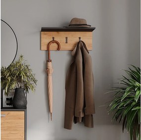 Wieszak na płaszcze z półką na kapelusze antracyt/złoty dąb 60x18x21.6 orlando