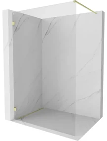 Mexen Lunar ścianka prysznicowa Walk-in lewa 140 x 200 cm, transparent 8 mm, złota szczotkowana - 830-140-000-55-00-L