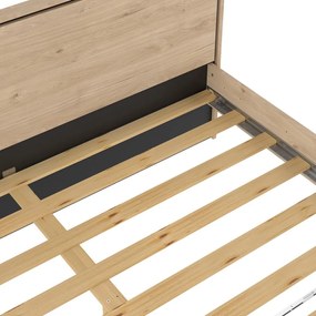 Łóżko dwuosobowe w dekorze dębu ze stelażem 180x200 cm w naturalnym kolorze Ry – Tvilum