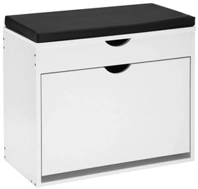 Biała szafka na buty z czarnym siedziskiem B1-C55