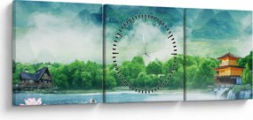 Obraz - Wymarzony krajobraz (z zegarem) (90x30 cm)
