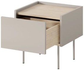 Szafka nocna Desin 45 cm z szufladą i metalowymi nogami - kaszmir / dąb nagano