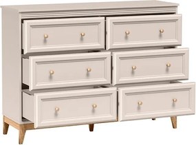 Komoda CUNEO 135,5 cm do Salonu Sypialni 6 Szuflad Kaszmir