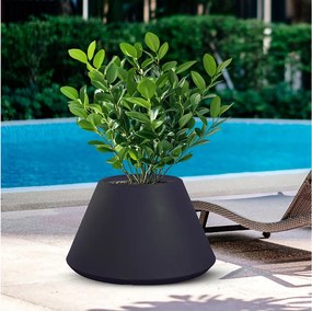 Stromboli Antracytowa okrągła stożkowa doniczka żywiczna do roślin doniczkowych i ogrodowych, 60x35 cm