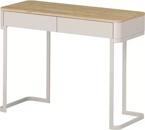 Konsola Elivo 110 cm z szufladami na stelażu - kaszmir / dąb olejowany