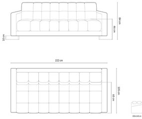 Czarna rozkładana sofa ze schowkiem 222 cm Bali – Cosmopolitan Design