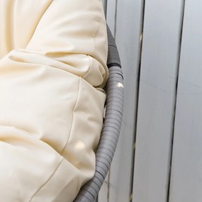 Outsunny Fotel Papasan Obrotowy z Poduszką Rattan Sztuczny Rama Metalowa Beżowy Komfort i Styl | Aosom PL