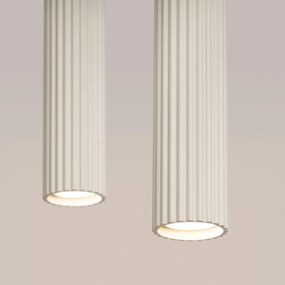 Lampa wisząca KARBON 2 beżowa ryflowana SOLLUX  LIGHTING